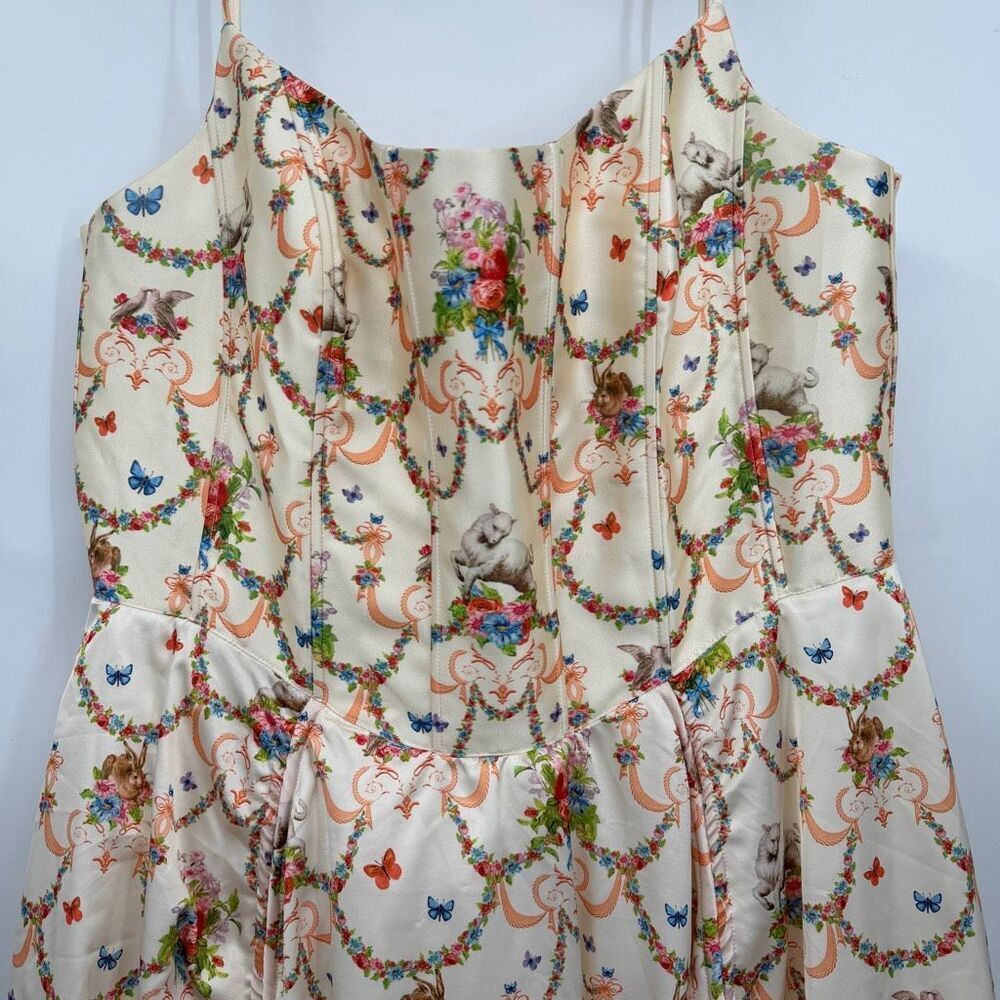 Sugar Thrillz Lush Opulence Renaissance Print Butterfly Corset Dress Size 2X NWT - Picture 2 of 12